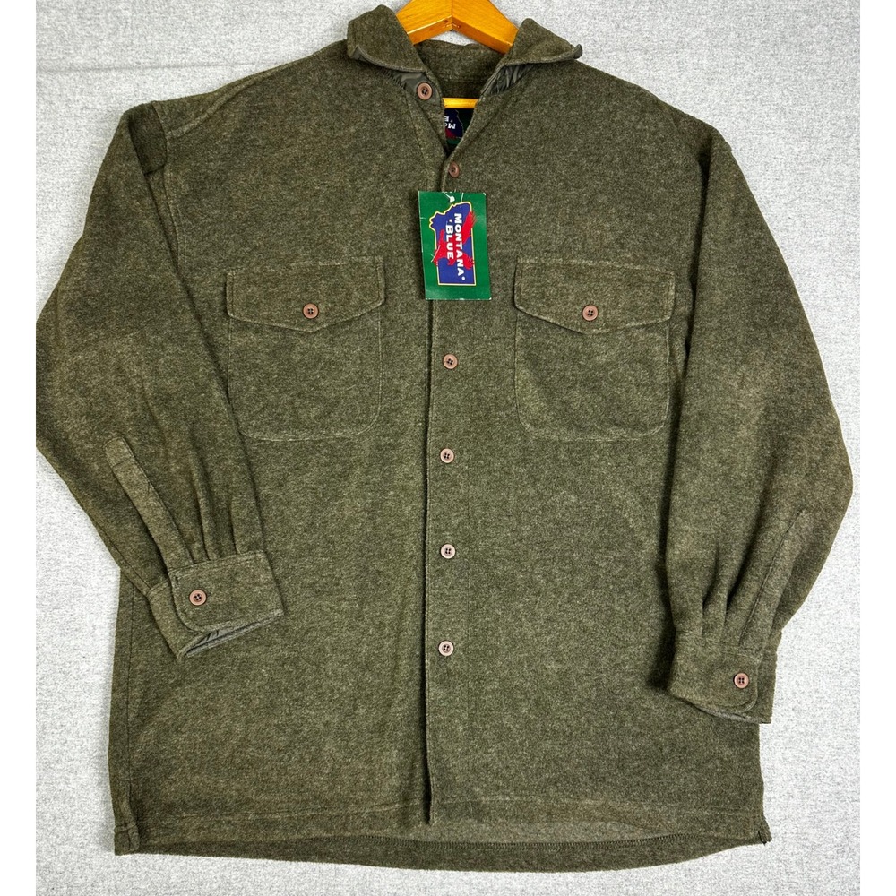 NWT Montana Blue Shirt Jacket Mens XL Green Fleece Button Up Utility Shacket